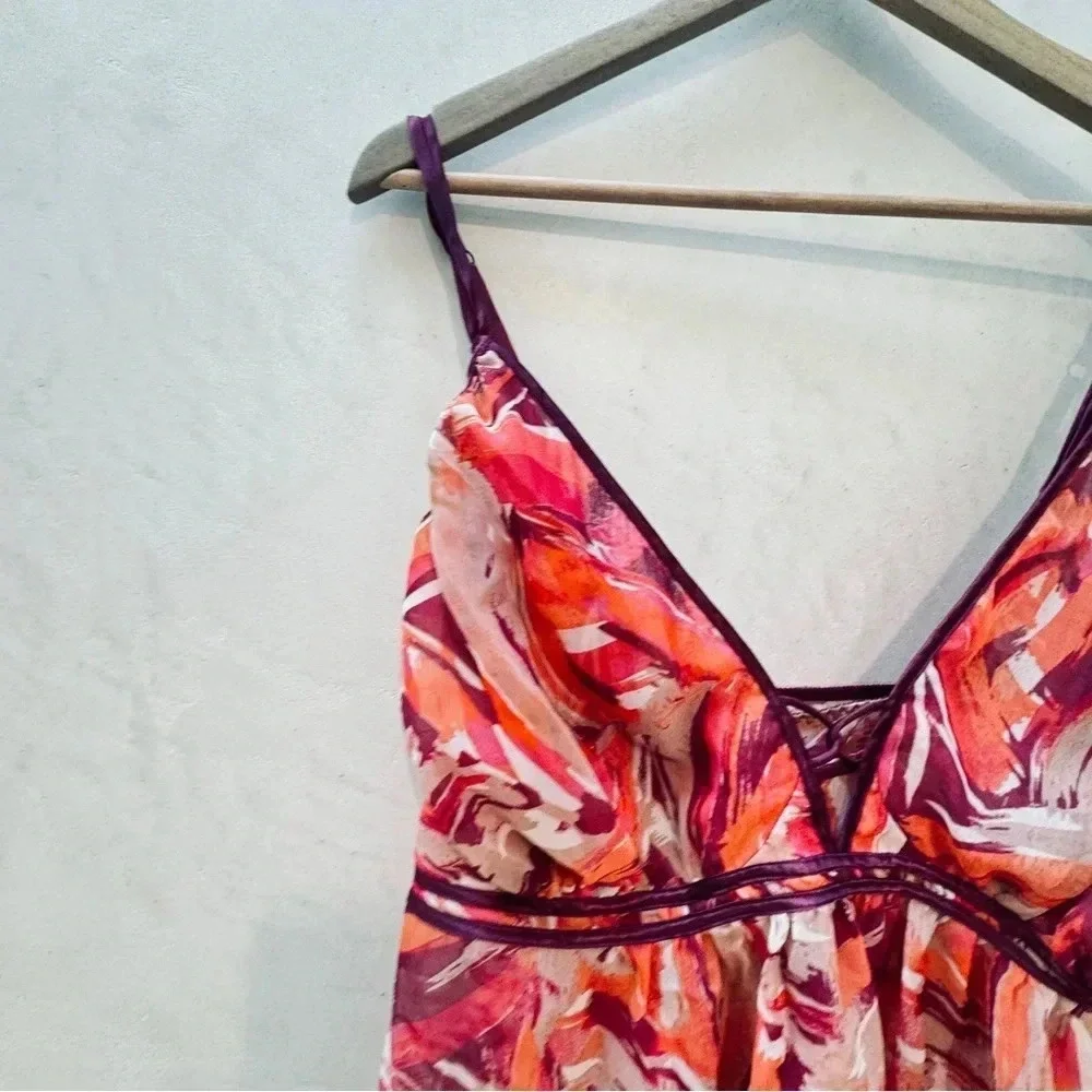 Cacique || Sheer Night Top & Thong in Vivid Multi Color Dreams 26/28 (3x) - Picture 6 of 10